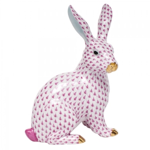 Herend Large Sitting Bunny - Raspberry