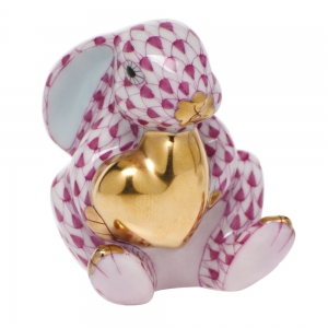 Herend Bunny w/ Heart Raspberry