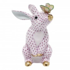 Herend Bunny w/ Butterfly Raspberry