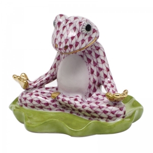 Herend Yoga Frog - Raspberry