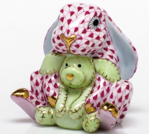 Herend Bunny & Lovey Raspberry