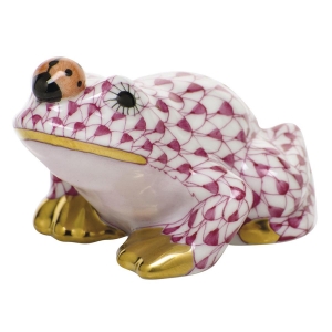 Herend Frog w/ Ladybug - Raspberry