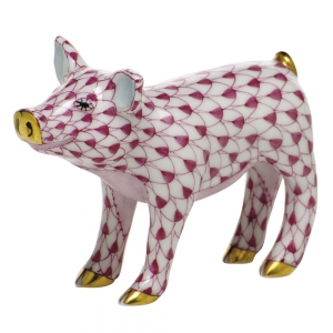 Herend Smiling Pig - Raspberry