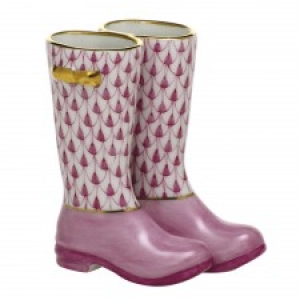 Herend Pair of Rainboots - Raspberry