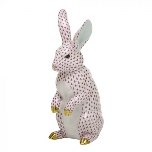 Herend Large Standing Rabbit - Raspberry