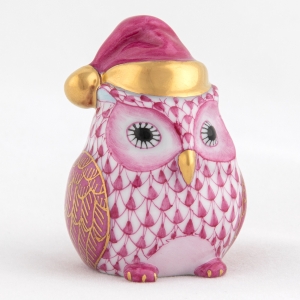 Herend Winter Owl - Raspberry