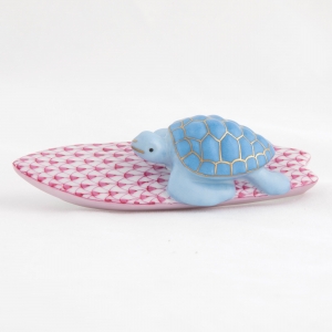 Herend Surfing Turtle - Pink / Blue