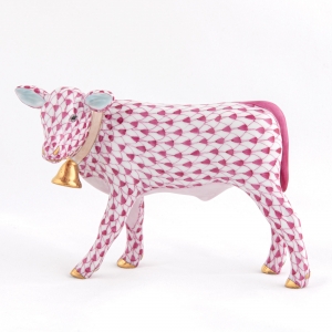 Herend Calf w/ Bell Raspberry