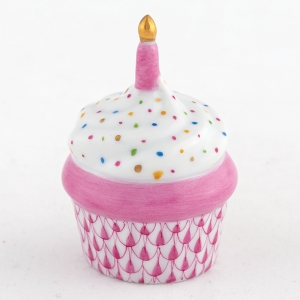 Herend Cupcake with Candle Raspberry