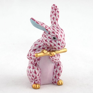 Herend Flute Bunny - Raspberry