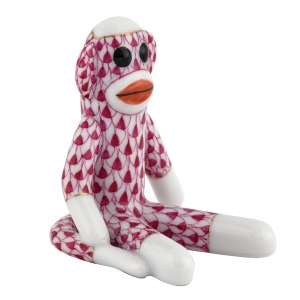 Herend Sock Monkey - Raspberry