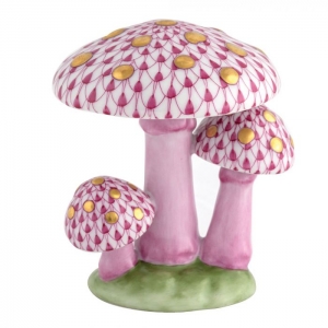 Herend Mushroom Trio - Raspberry