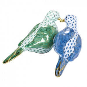 Herend Two Turtle Doves Blue & Green