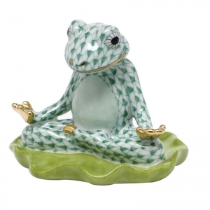 Herend Yoga Frog - Green