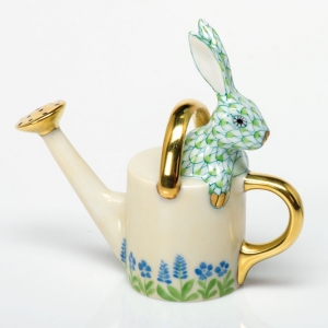Herend Watering Can Bunny Green