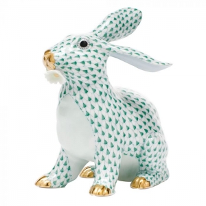 Herend Bunny with Daisy Bunny - Green