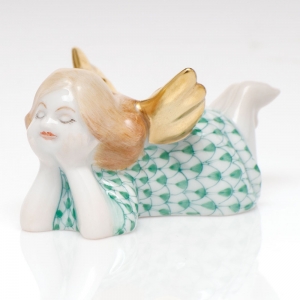 Herend Tranquility Lying Angel - Green