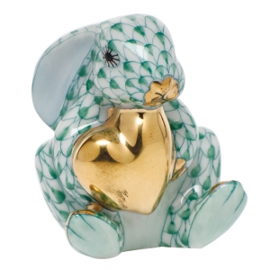 Herend Bunny w/ Heart Green