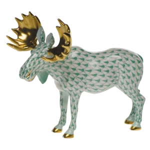 Herend Standing Moose - Green