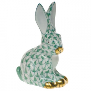 Herend Miniature Sitting Rabbit Green
