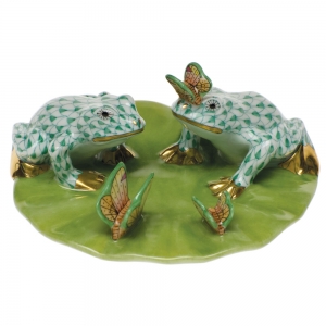 Herend Frogs On Lily Pad - Green