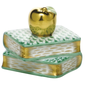 Herend Apple on Books - Green