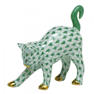 Herend Arched Cat - Green