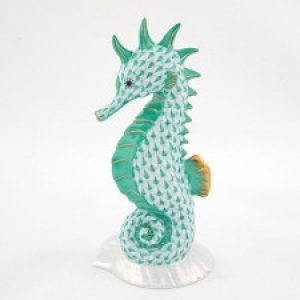 Herend Seahorse on Scallop Shell Green