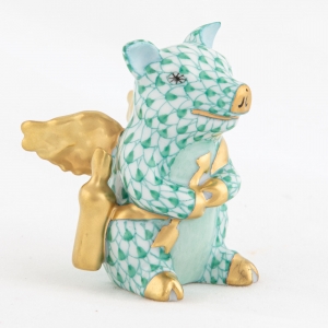 Herend Cupid Piggy - Green