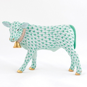 Herend Calf w/ Bell Green