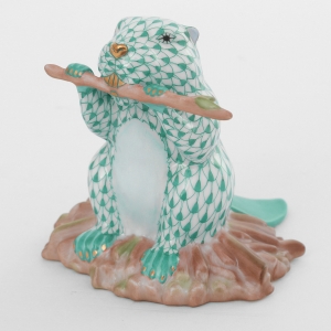 Herend Beaver on Dam - Green