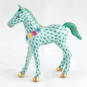 Herend Foal with Flowers - Green