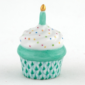 Herend Cupcake with Candle Green