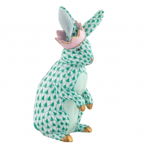 Herend Bunny With Crown Green
