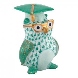 Herend Graduation Owl - Green