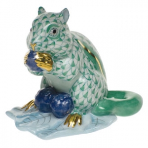 Herend Chipmunk w/Berries Green