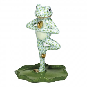 Herend Yoga Frog in Tree Pose Key Lime