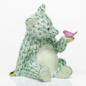 Herend Bear w/ Bird Key Lime