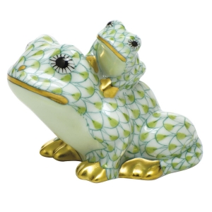 Herend Mother and Baby Frog Key Lime