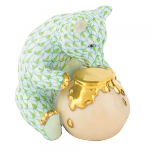 Herend Bear w/ Honey Pot Key Lime