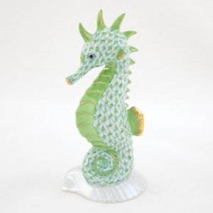 Herend Seahorse on Scallop Shell Key Lime