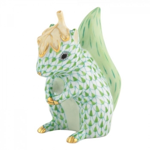Herend Squirrel w/ Leaf - Key Lime
