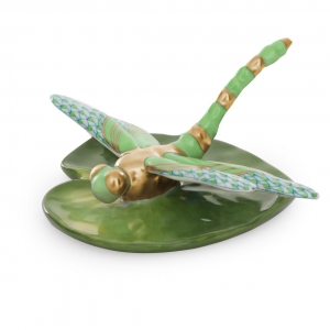 Herend Dragonfly on Lily Pad  - Key Lime
