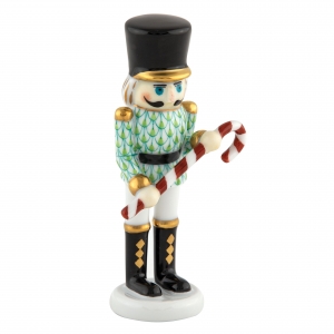Herend Small Nutcracker W/Candy Cane  Key Lime