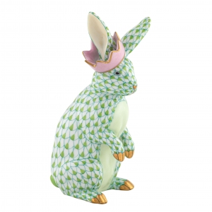 Herend Bunny With Crown Key Lime