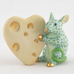 Herend Mouse with Heart Cheese - Key Lime