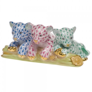 Herend Tiger Cubs - Blue & Pink & Green