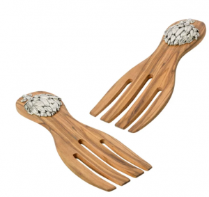 Arte Italica Artichoke Olive Wood Salad Server Set