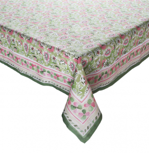 Kim Seybert Mira Tablecloth Green Pink - 54 x 126