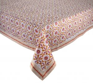 Kim Seybert Majorelle Tablecloth  White / Pink /Orange - 58 x 126